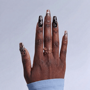 Midnight Sparkle halloween nail design – handmade press-on nails by Handora