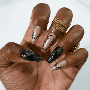 Midnight Sparkle square press-on nails – design close-up by Handora