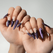 Midnight Web press-on nails – hand-painted reusable gel set by Handora