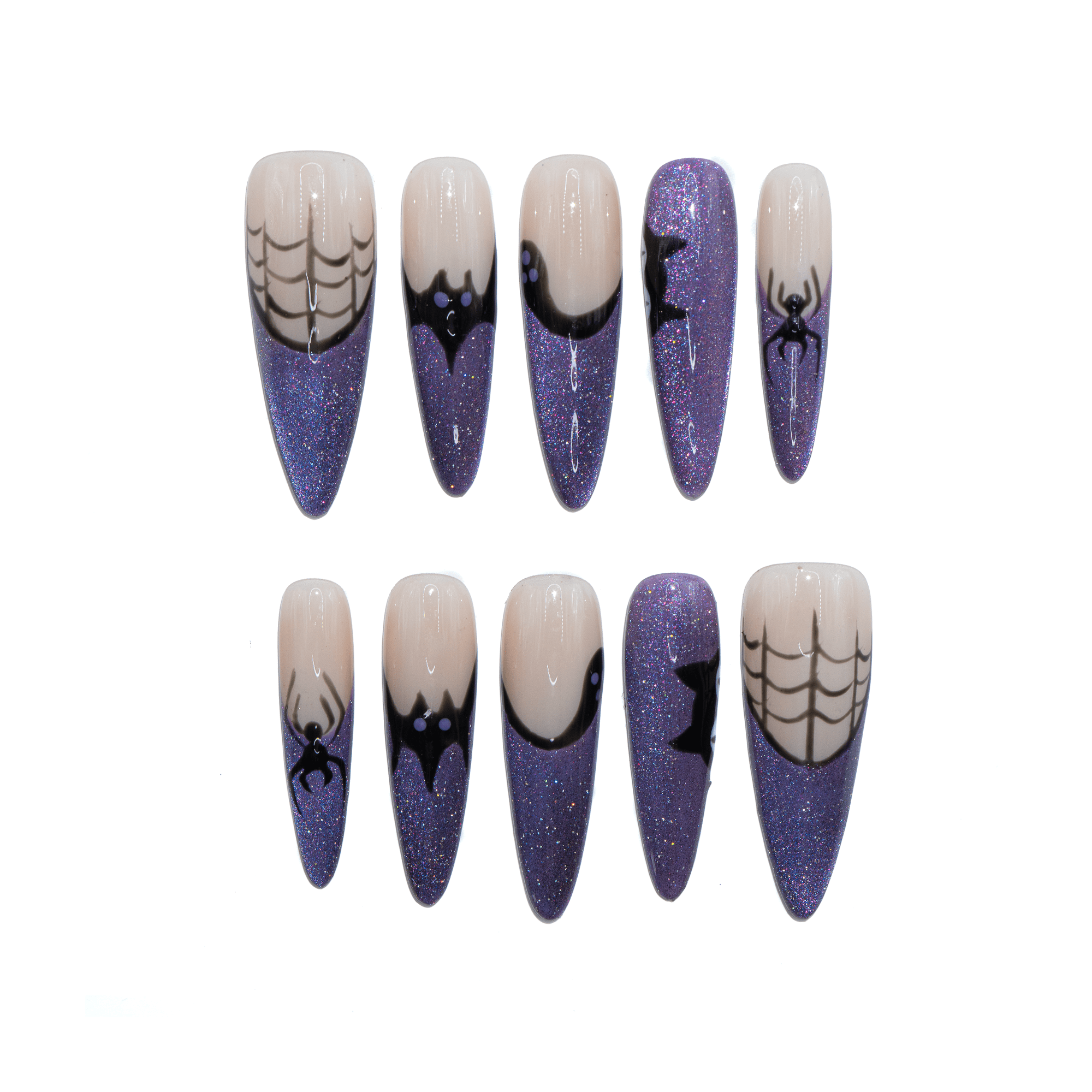 Midnight Web black gothic press-on nails by Handora