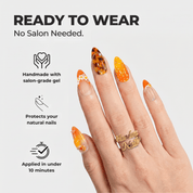 Mimosa almond press-on nails – design close-up by Handora