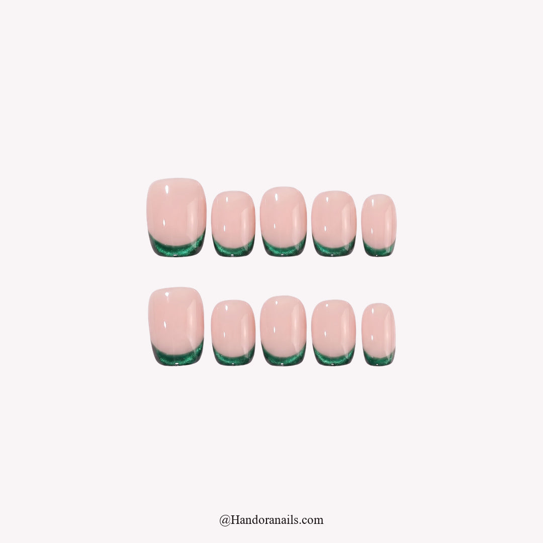 Mistletoe Kiss Christmas press-on nails - white background by Handora Nails