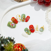 Mistletoe Magic oval crystal press-on nails by Handora