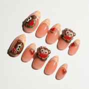 Monkey Melon kawaii nail design – handmade press-on nails by Handora