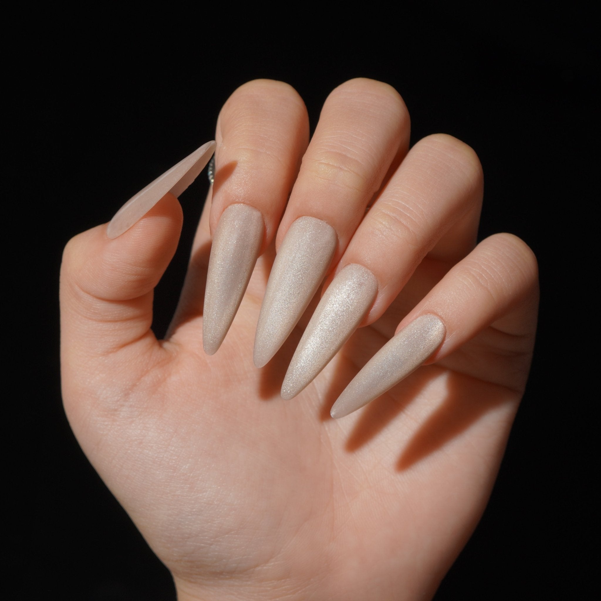 Moondust press-on nails – hand-painted reusable gel set by Handora