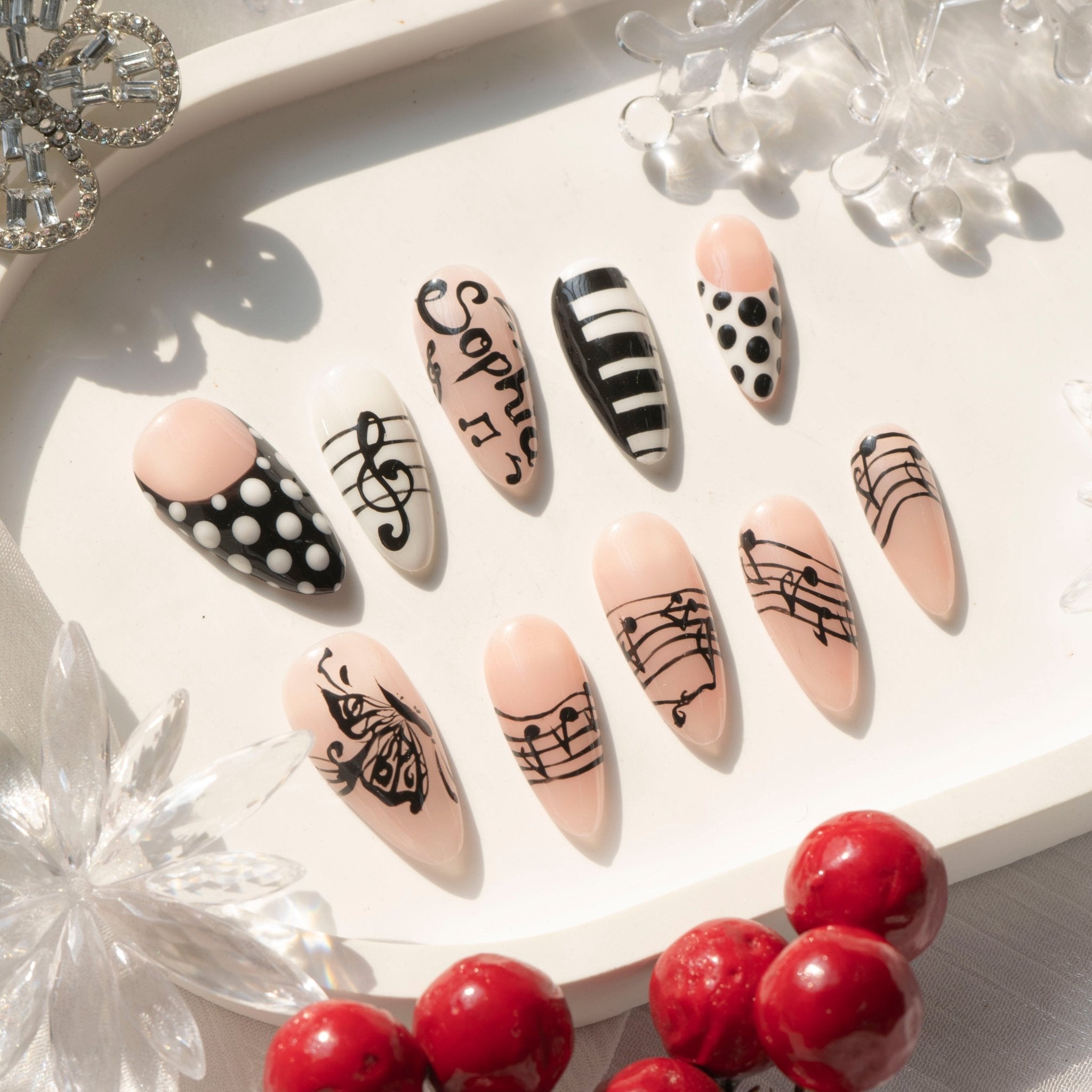 Music Muse salon-quality handmade press-on nails by Handora