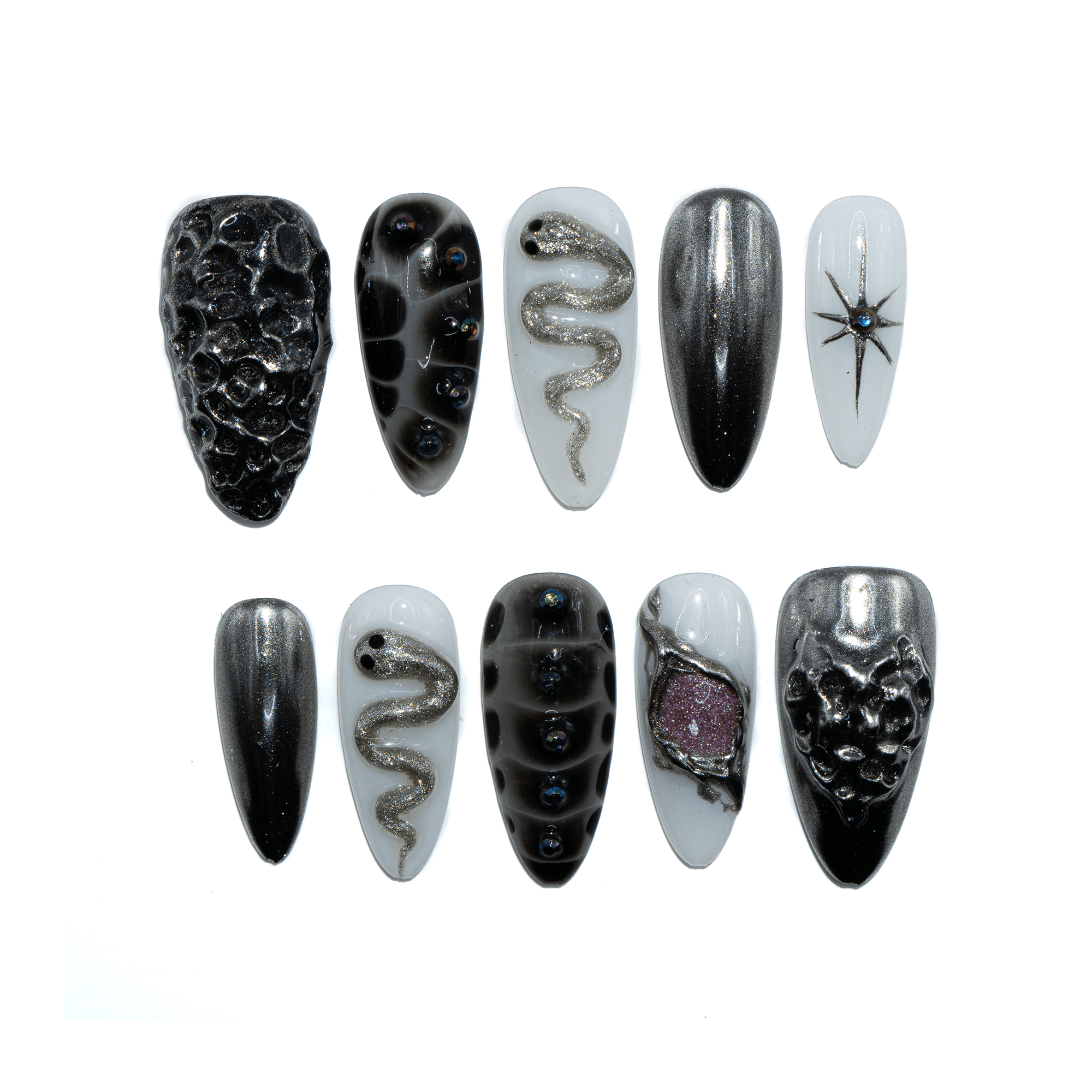 Mystic Fang green halloween press-on nails by Handora