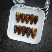 Mystic Galaxy press-on nails – hand-painted reusable gel set by Handora