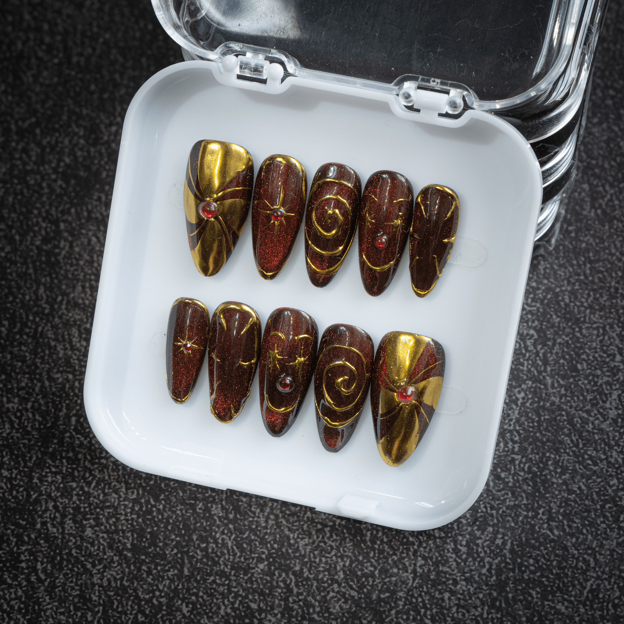 Mystic Galaxy press-on nails – hand-painted reusable gel set by Handora