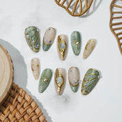 Mystic Green green press-on nails by Handora
