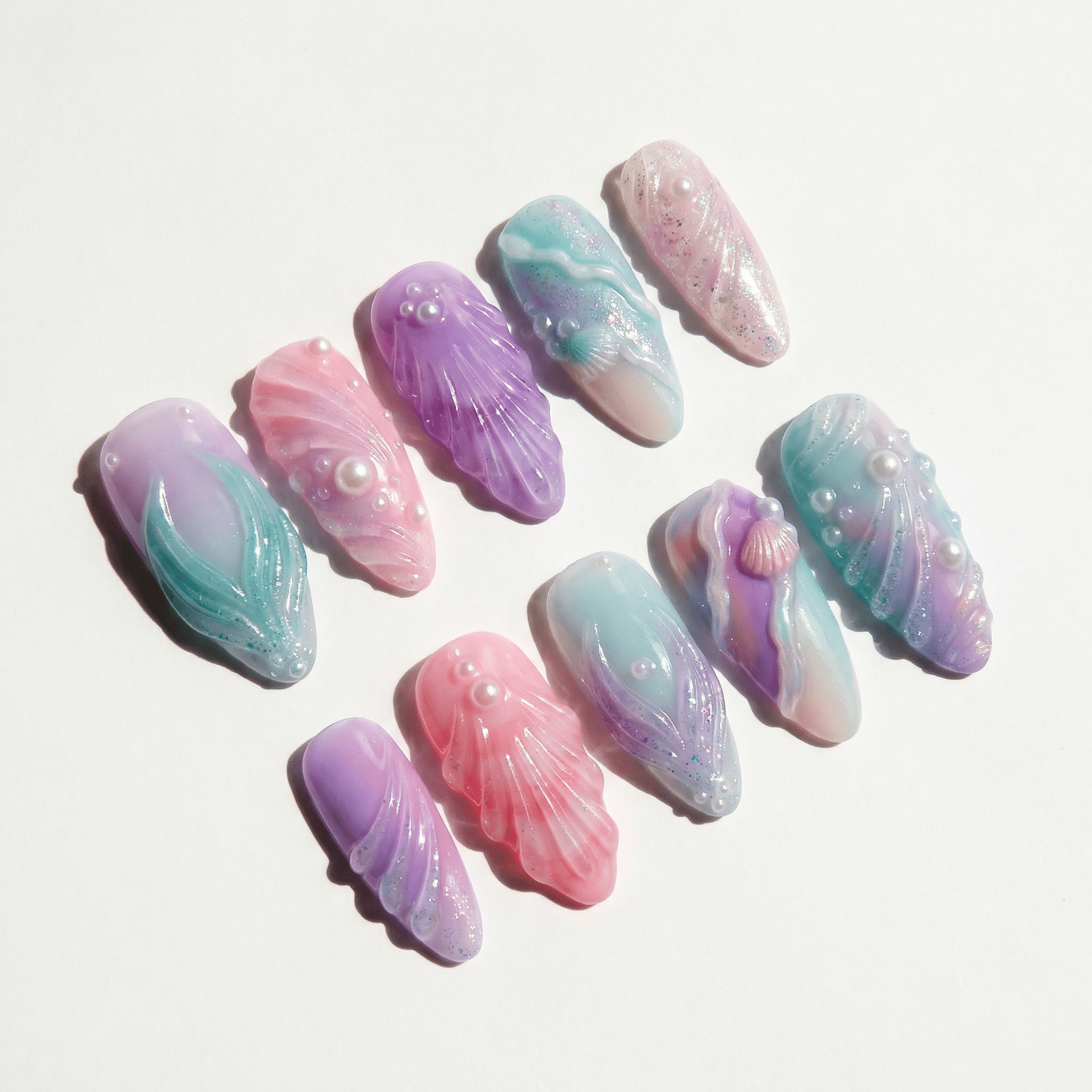Mystic Mermaid full press-on nail set – sizes XS–L by Handora
