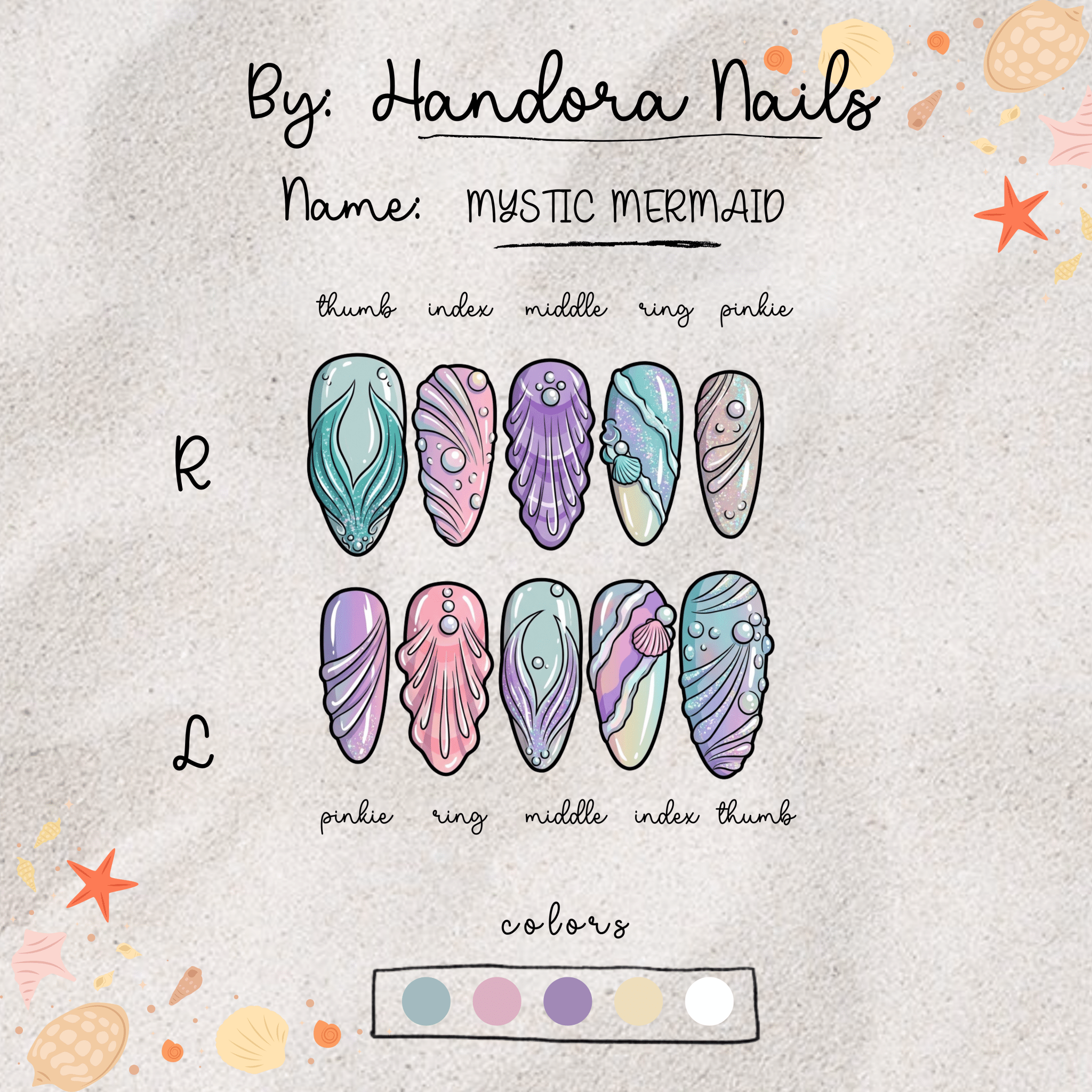 Mystic Mermaid green press-on nails by Handora