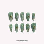 Mystic Sage Celestial green cat eye press-on nails by Handora