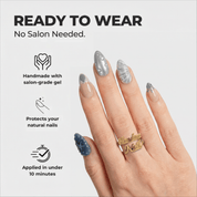 Mystic Siren press-on nails – design close-up by Handora