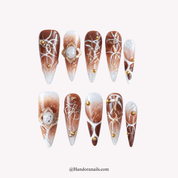Mystic Spiral green crystal press-on nails by Handora