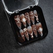 Mystic Spiral crystal nail design – handmade press-on nails by Handora