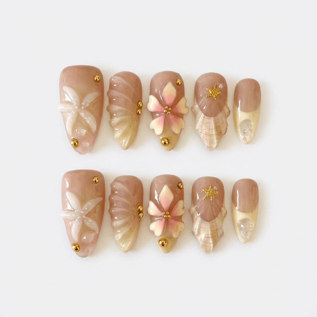 Nacreous Bloom press-on nails by Handora
