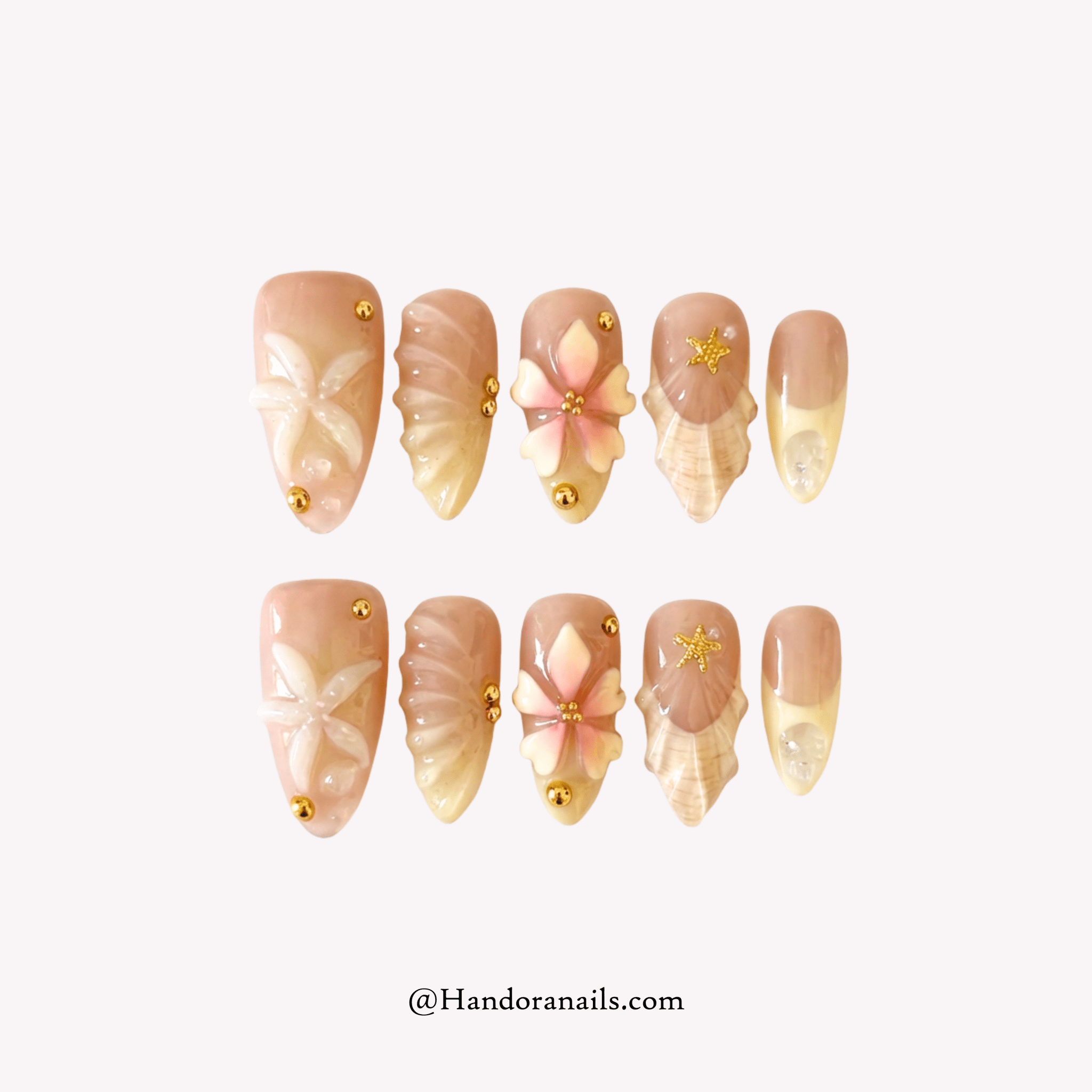 Nacreous Bloom 3d press-on nails by Handora
