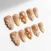 Nacreous Bloom 3d nail design – handmade press-on nails by Handora