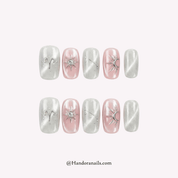 Naked Diamond cat eye press-on nails by Handora