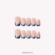 Navy Lights Christmas press-on nails - white background by Handora Nails