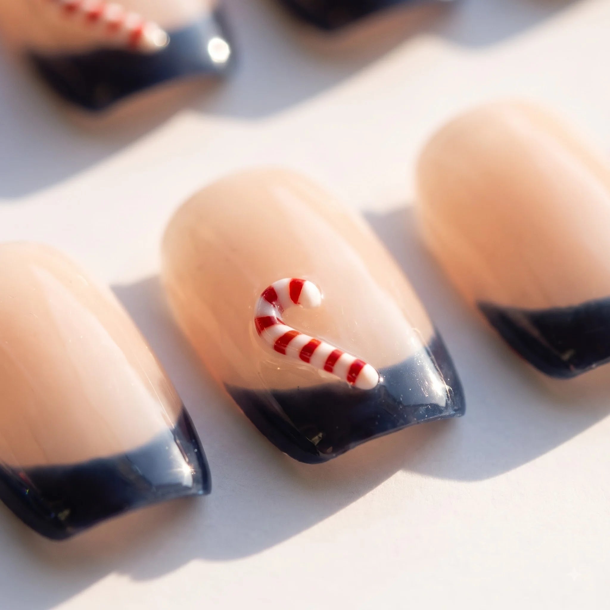 Navy Lights Christmas press-on nails - design view 7 by Handora Nails