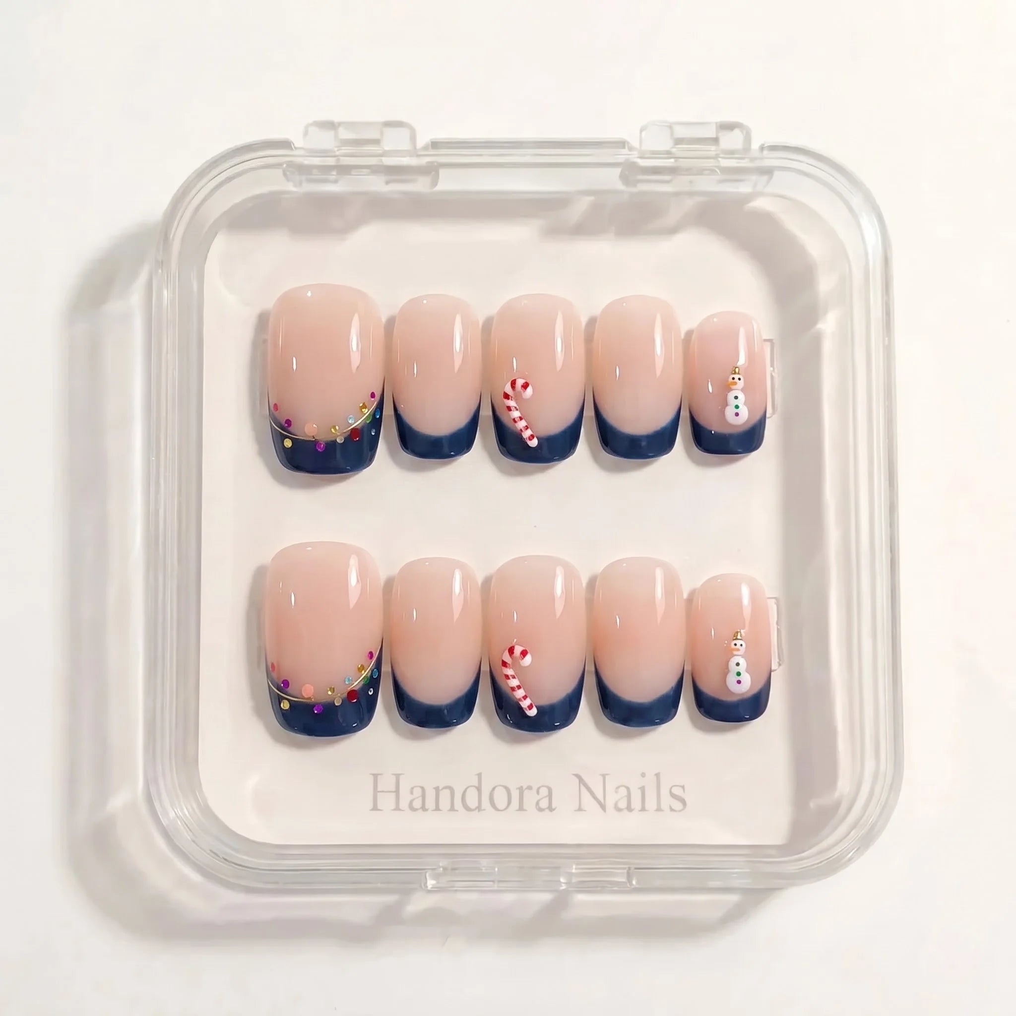 Navy Lights Christmas press-on nails - design view 8 by Handora Nails