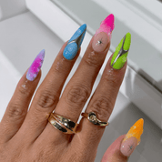 Neon Drip press-on nails – hand-painted reusable gel set by Handora