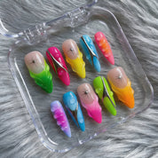 Neon Drip 3d nail design – handmade press-on nails by Handora