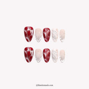 Noel Serenade Christmas press-on nails - white background by Handora Nails