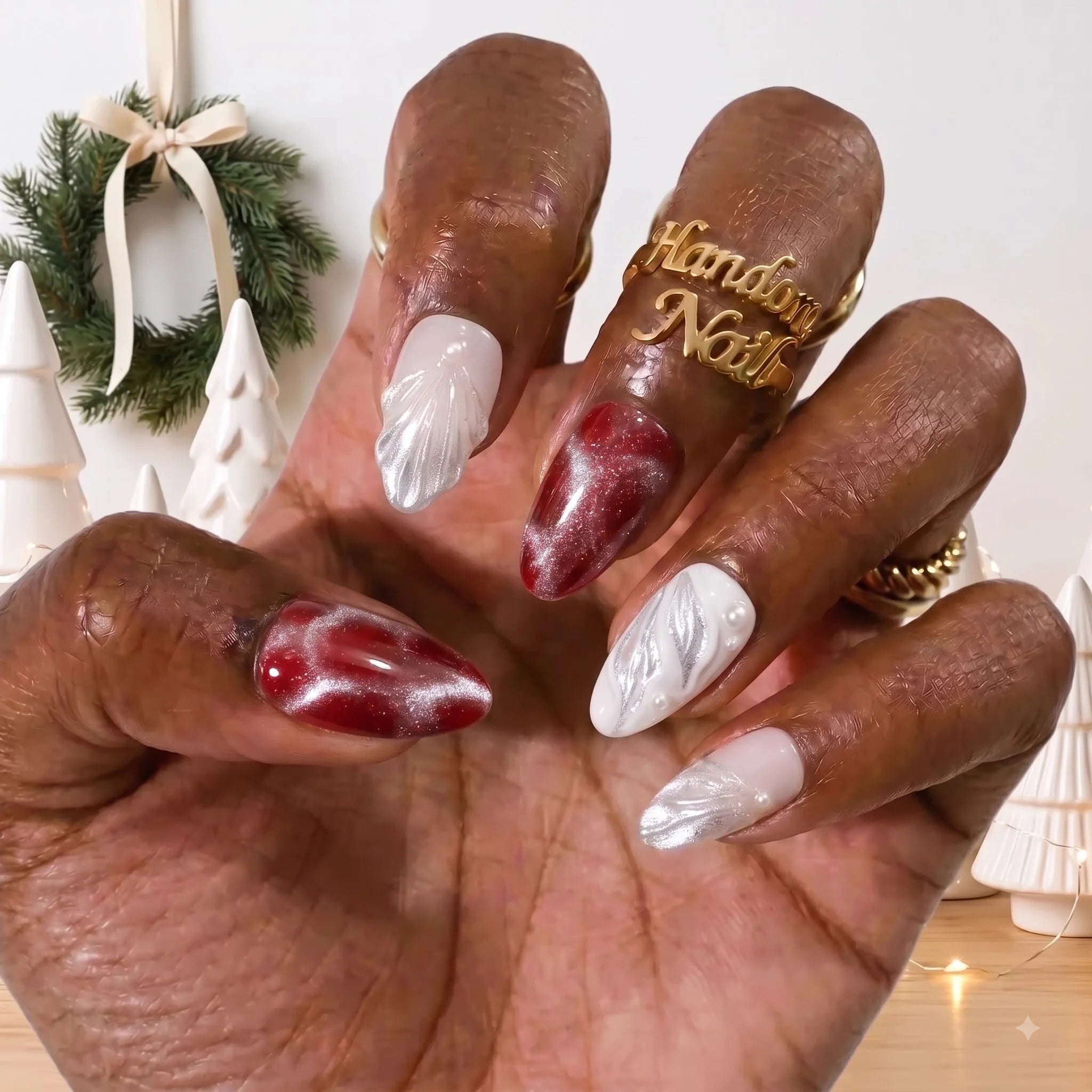 Noel Serenade Christmas press-on nails - design view 3 by Handora Nails