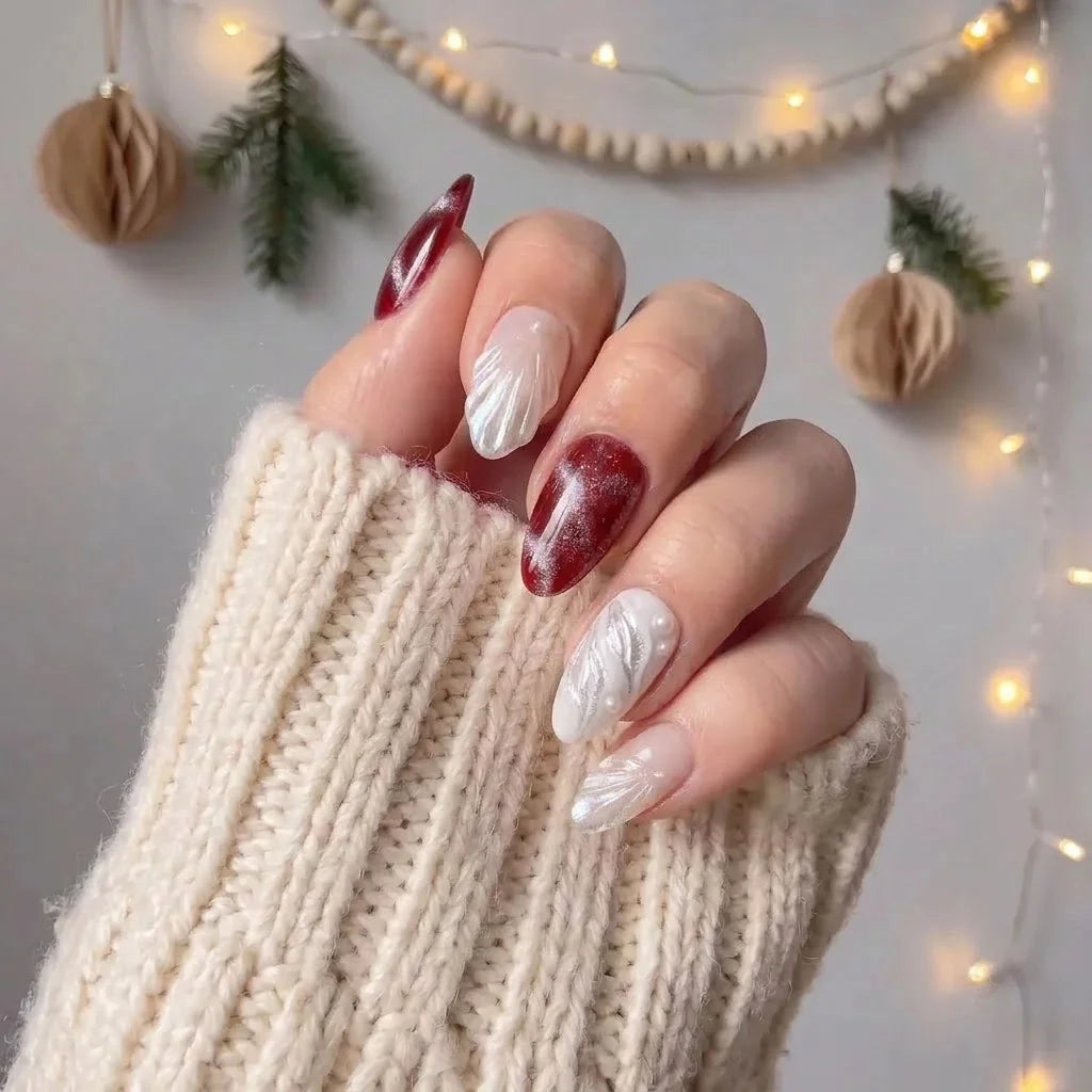 Noel Serenade Christmas press-on nails - design view 4 by Handora Nails