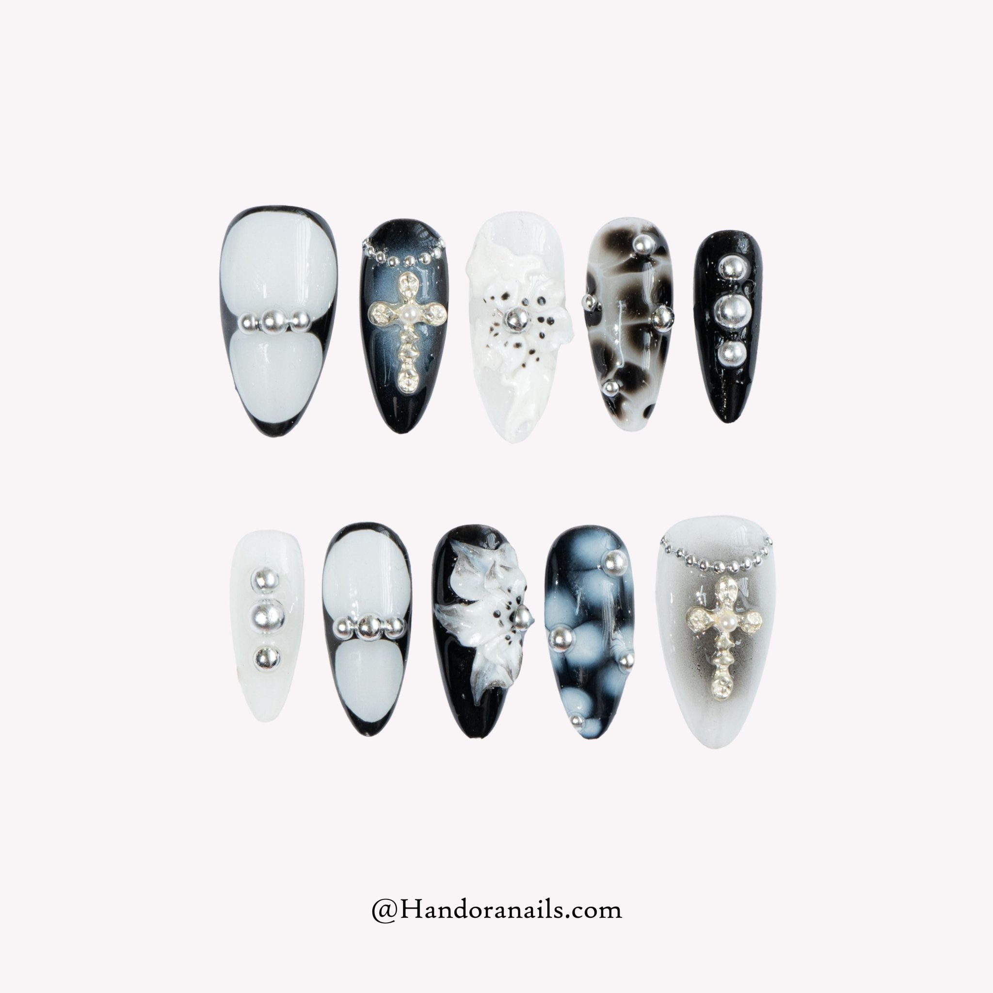 Noir Divine gothic press-on nails by Handora