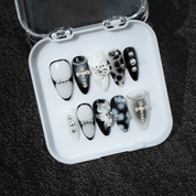 Noir Divine gothic nail design – handmade press-on nails by Handora