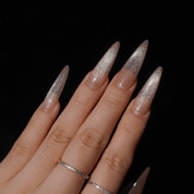 Nudeglow press-on nails – design close-up by Handora