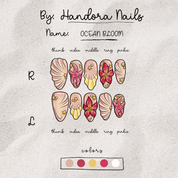 Ocean Bloom blue press-on nails by Handora