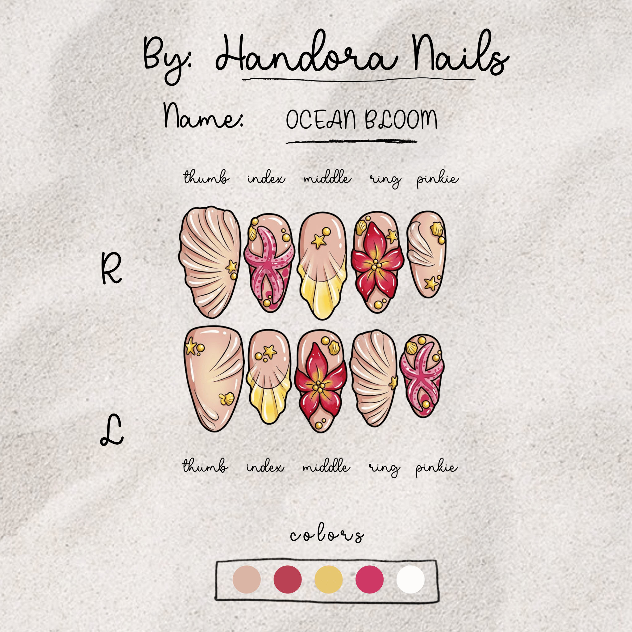 Ocean Bloom blue press-on nails by Handora