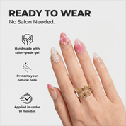 Ocean Blossom press-on nails – hand-painted reusable gel set by Handora