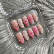 Ocean Blossom 3d nail design – handmade press-on nails by Handora