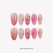 Ocean Blossom blue 3d press-on nails by Handora