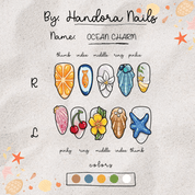 Ocean Charm press-on nails – hand-painted reusable gel set by Handora