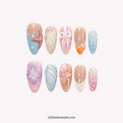 Ocean Fantasy blue press-on nails by Handora