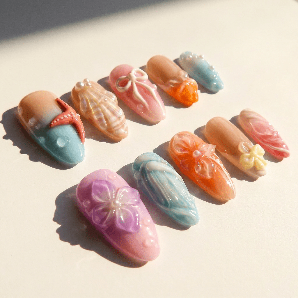 Ocean Fantasy full press-on nail set – sizes XS–L by Handora