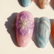 Ocean Fantasy blue press-on nails by Handora