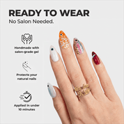 Ocean Fishes press-on nails – design close-up by Handora