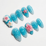 Ocean Jelly blue press-on nails by Handora