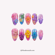 Ocean Magic blue 3d press-on nails by Handora