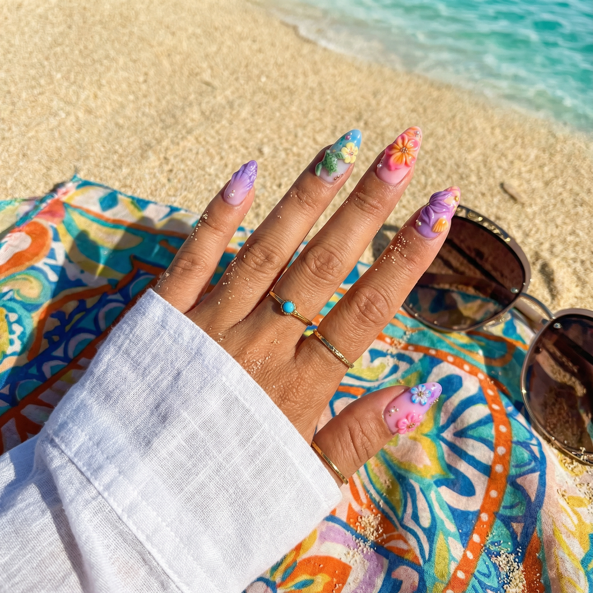 Ocean Magic full press-on nail set – sizes XS–L by Handora
