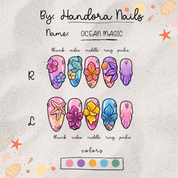 Ocean Magic press-on nails – hand-painted reusable gel set by Handora