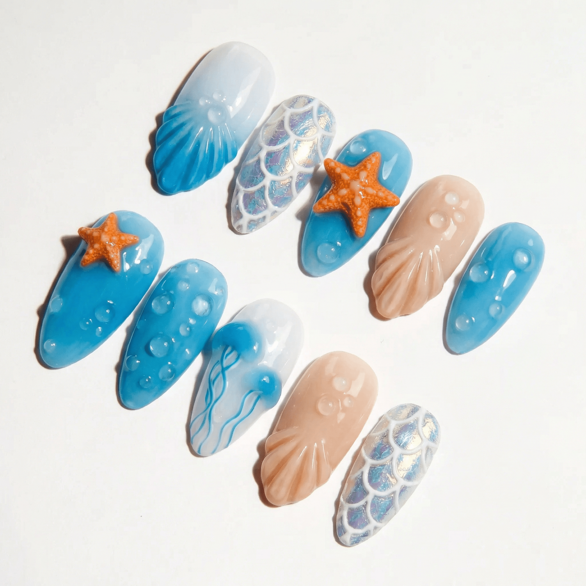 Ocean Mermaid full press-on nail set – sizes XS–L by Handora
